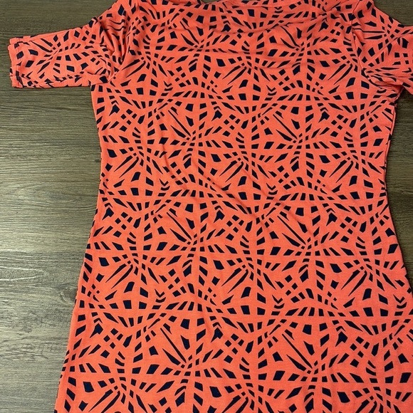 LiLaRoe Julia Coral Navy Mosiac Print Knit Dress, size XL - Picture 9 of 9